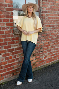 Yellow Andree by Unit v-neck lightweight Regular & Plus Size Top