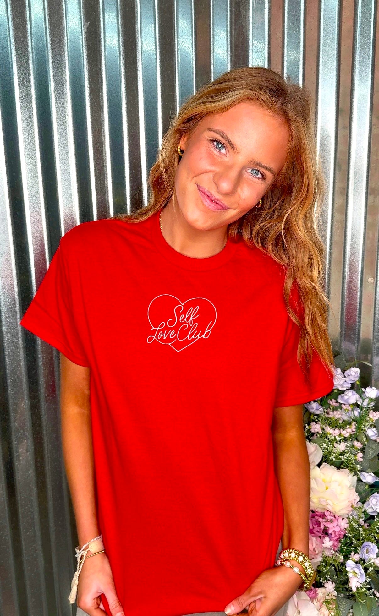 Embroidered Self Love Club t-shirt by Basil & Burch