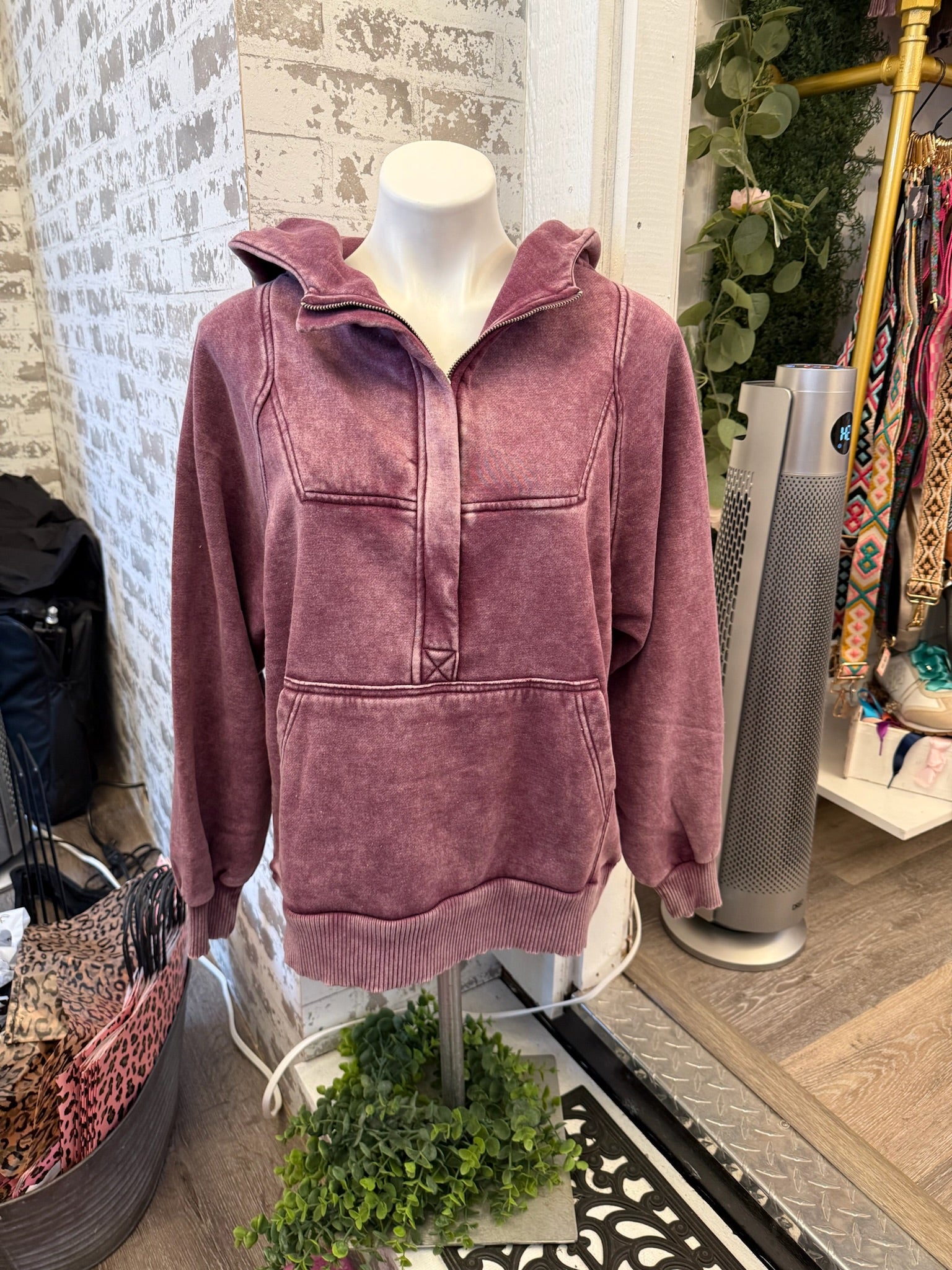 Zenana Eggplant purple oversize hoodie