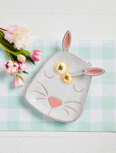 Mudpie Spring Easter Bunny Serving Platter w/ 2 spreader knives