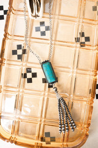 Turquoise and silver tassel necklace