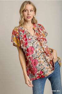 Regular & Plus Size Umgee Boho Floral dressy top