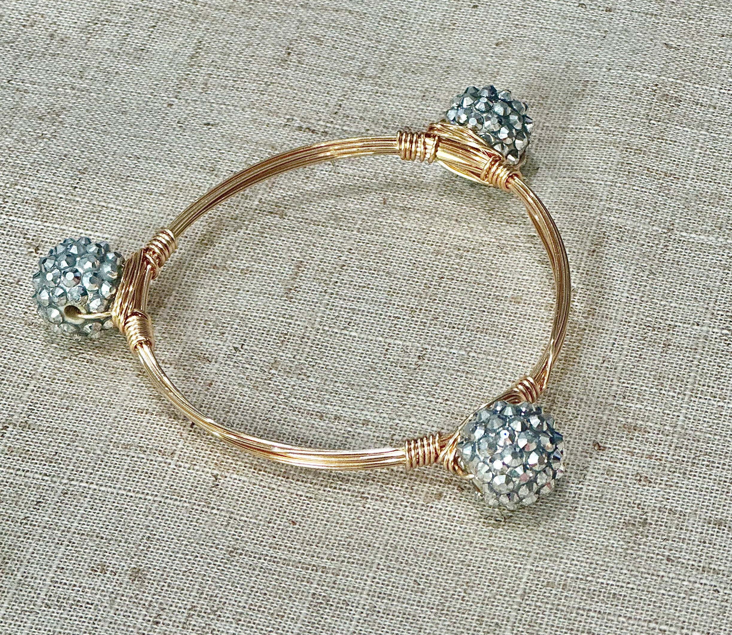 Handmade rhinestones bead sparkle gold stack layering bracelet