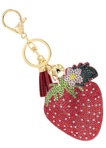 Strawberry bling shiny keychain