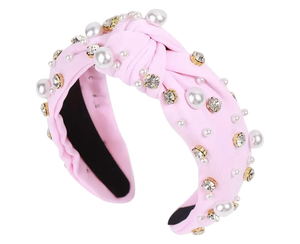 Spring pastel pearl & rhinestone bling headband