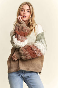 Oversize puff sleeve ombré sweater