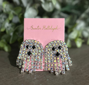 Ghost bling rhinestone Halloween earrings