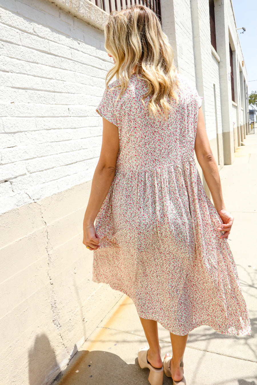 Ivory floral summer pocket dress