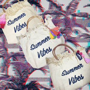 Summer vibes boho beach bag with tassel