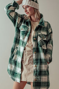 Green & white plaid oversize Shacket