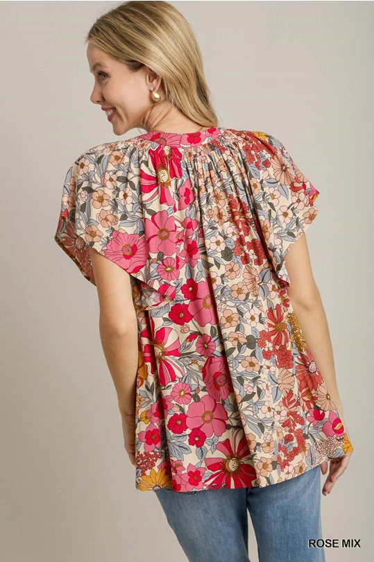 Regular & Plus Size Umgee Boho Floral dressy top