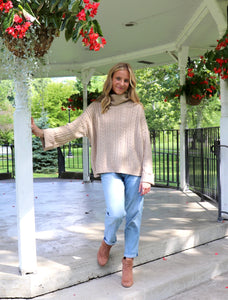 Soft knit tan turtleneck lightweight  sweater