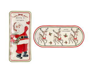 Mudpie Vintage Santa & Reindeer Everything Christmas Platter Plate