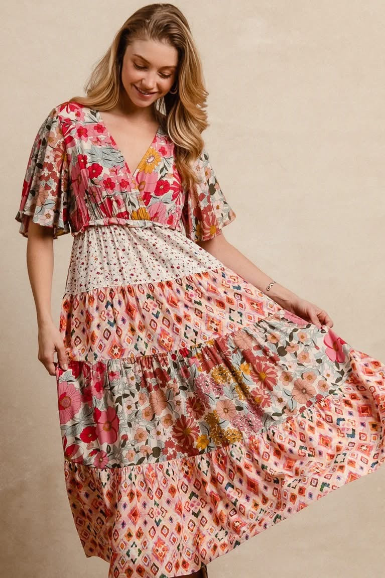 Bibi tiered floral maxi dress
