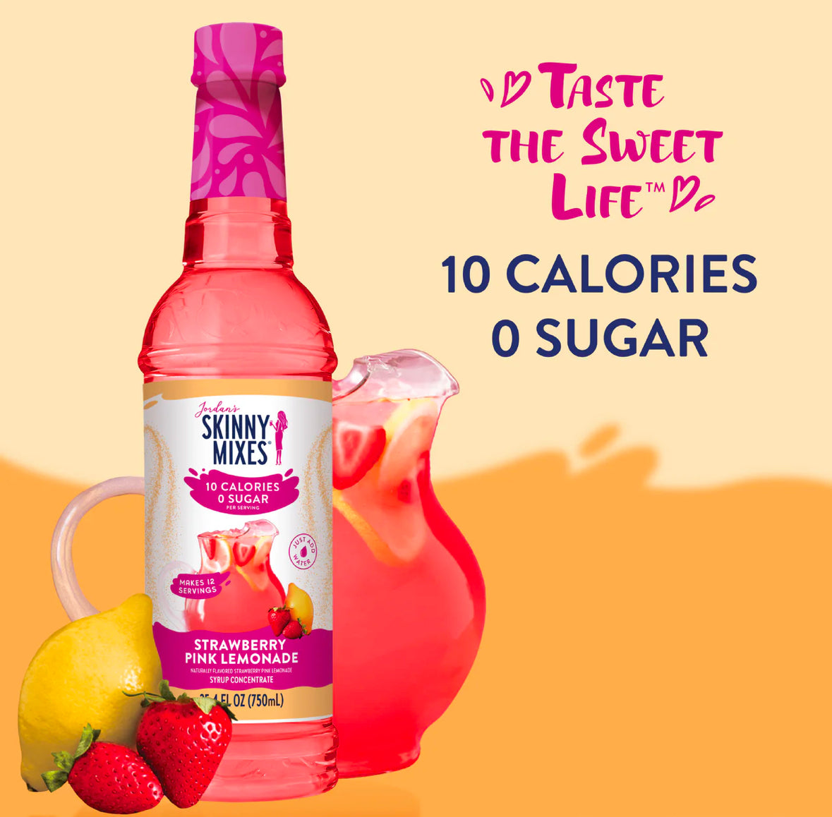 Jordan's Skinny Syrups Strawberry Lemonade Sugar Free Drink Syrup Mix