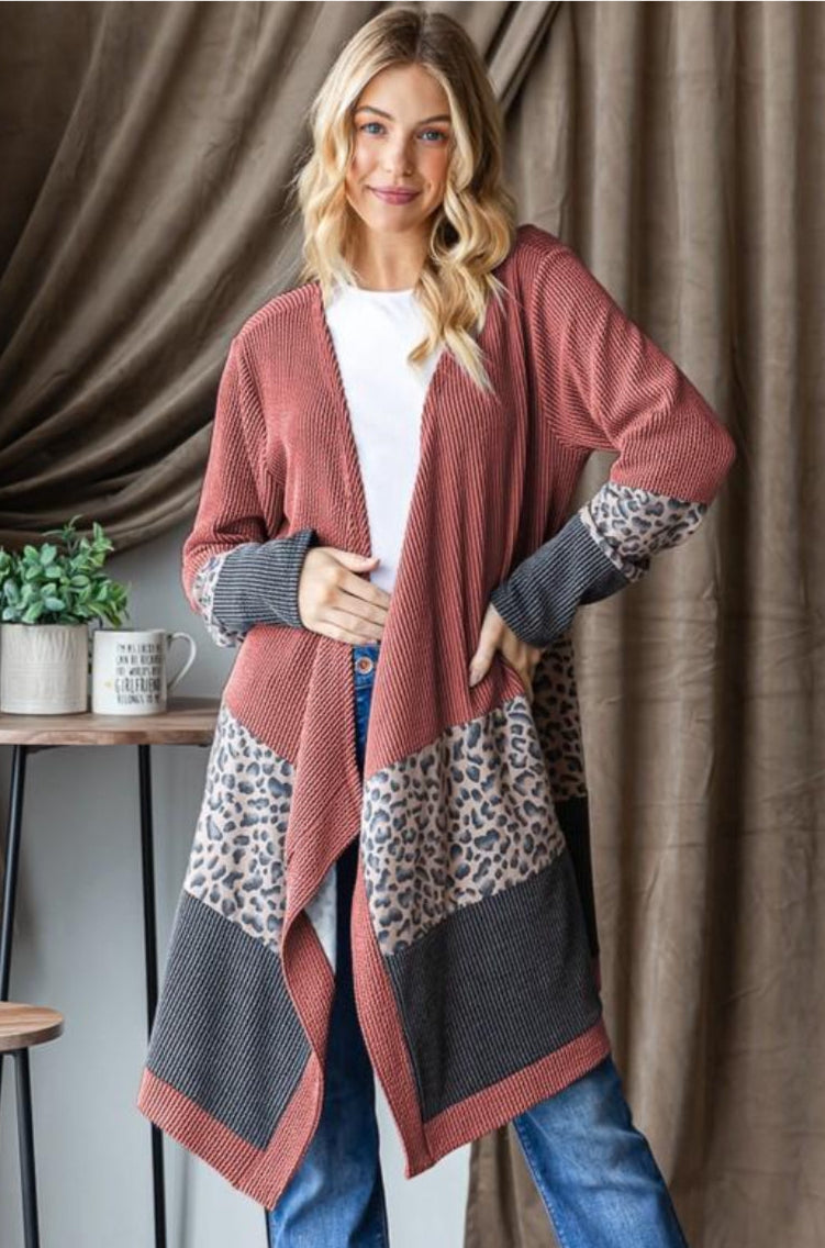 ✨CYBER MONDAY✨ Rust Leopard duster cardigan
