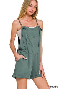 Jade green spring shorts romper