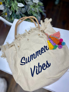 Summer vibes boho beach bag with tassel