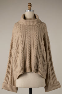 Soft knit tan turtleneck lightweight  sweater