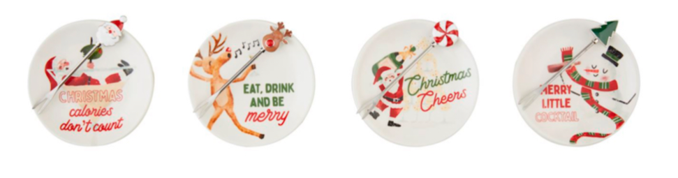 Mudpie Christmas Tapas Plate & Fork Serving Set