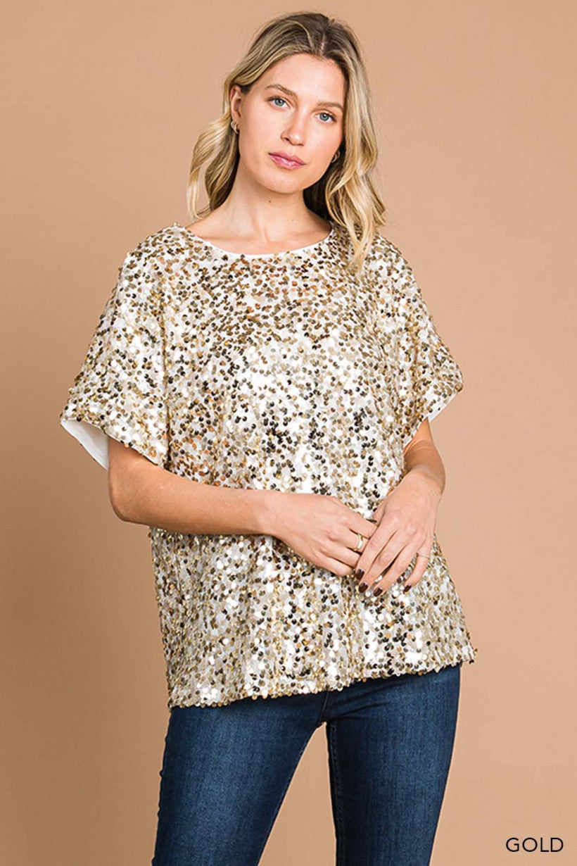 White & gold sequin party / concert birthday top