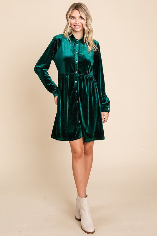 Christmas green velvet dress Reg & Plus Size