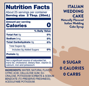 Jordan's Skinny Syrups Italian Wedding Cake Sugar Free Drink Syrup Mix