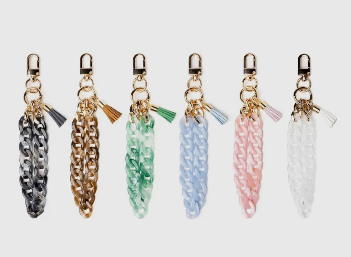 Crush swirled acrylic chain tassel keychain wristlet