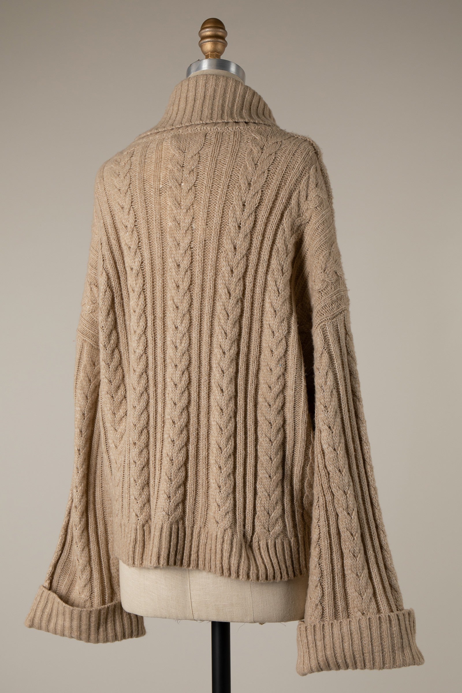 Soft knit tan turtleneck sweater