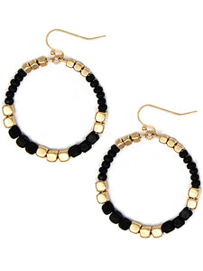 Black and gold hoop earrings