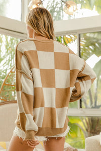 Bibi tan checkered sweater