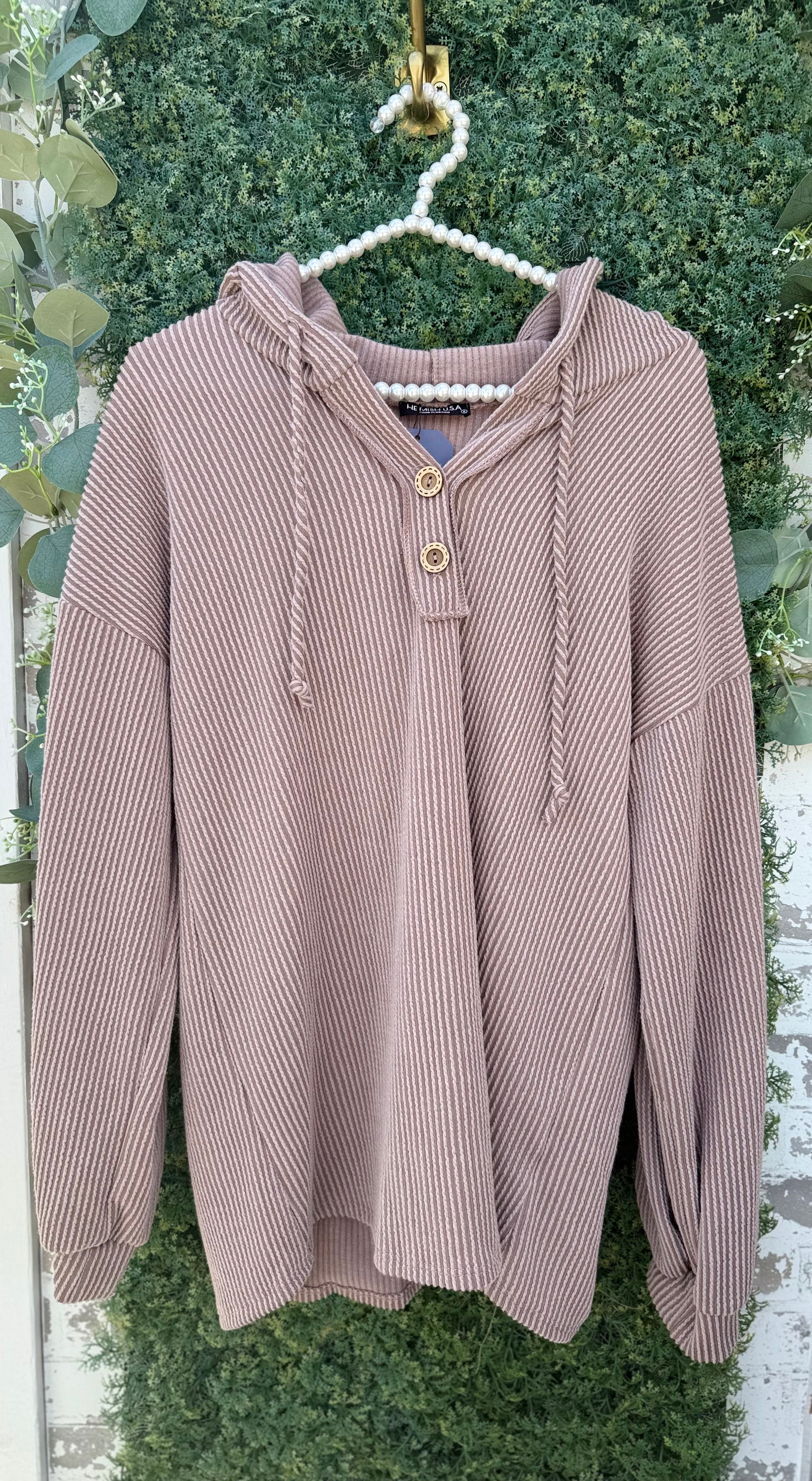 Light brown ribbed hoodie Reg & Plus Size