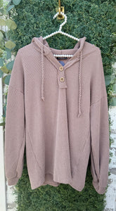 Light brown ribbed hoodie Reg & Plus Size