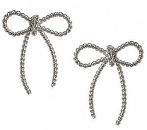 Silver bow post earrings