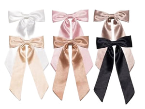 Satin bow hair clip