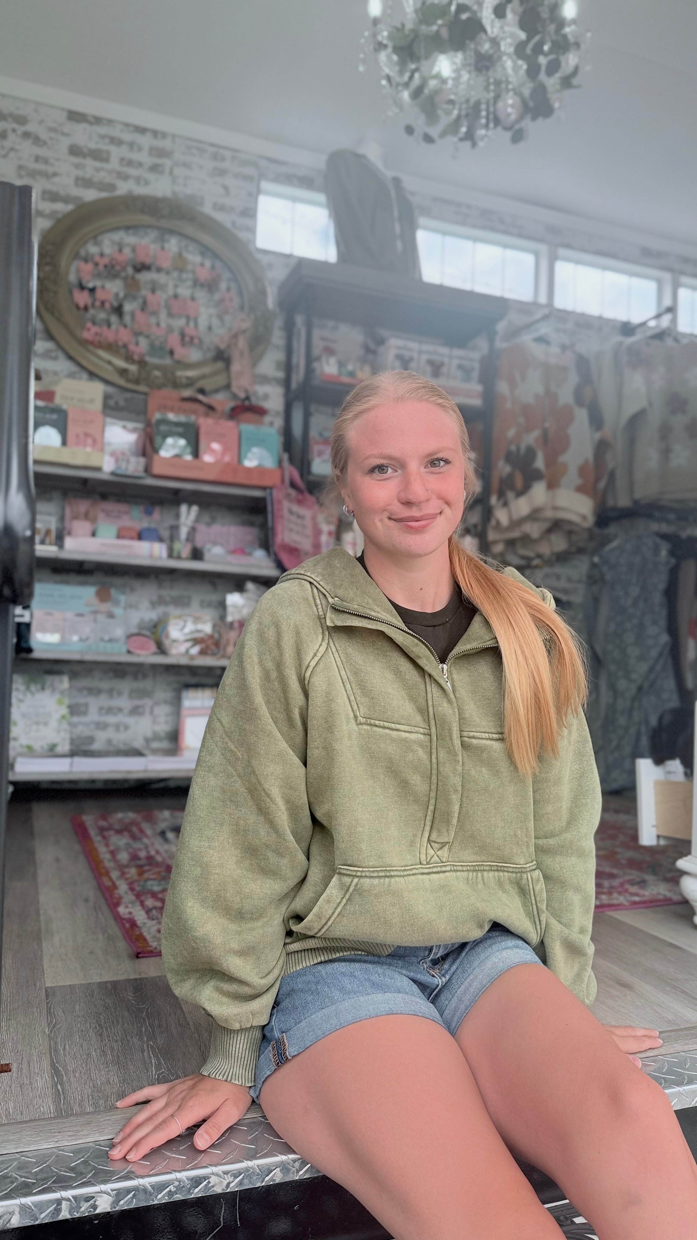 Zenana oversize light olive hoodie