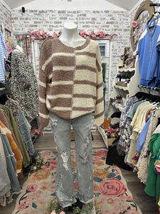 Bibi oversize striped color block fall sweater