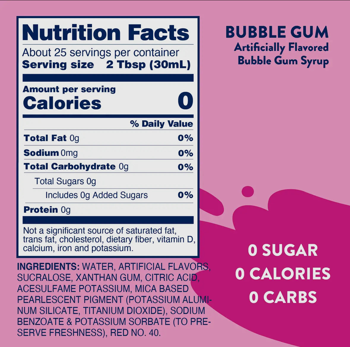 Jordan's Skinny Syrups Bubble Gum Sugar Free Drink Syrup Mix