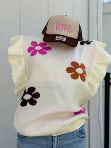 Bibi Floral short sleeve sweater