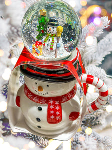 Christmas Snowman Coffee Mug & Snow globe Topper Gift Set