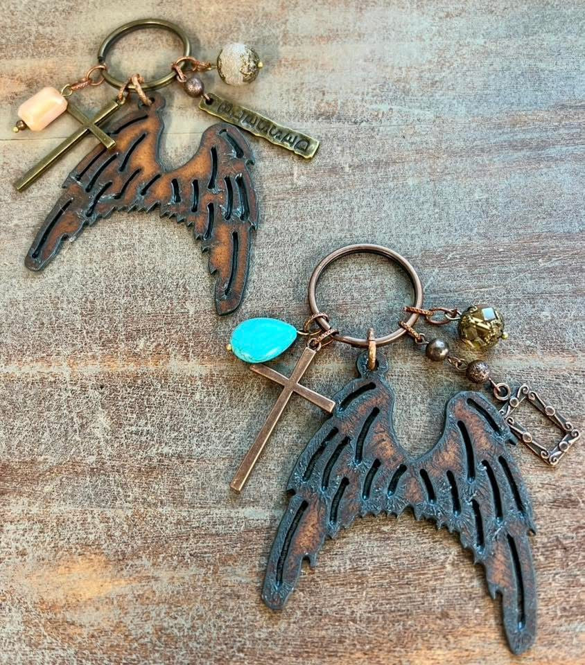 Handmade angel wings keychain