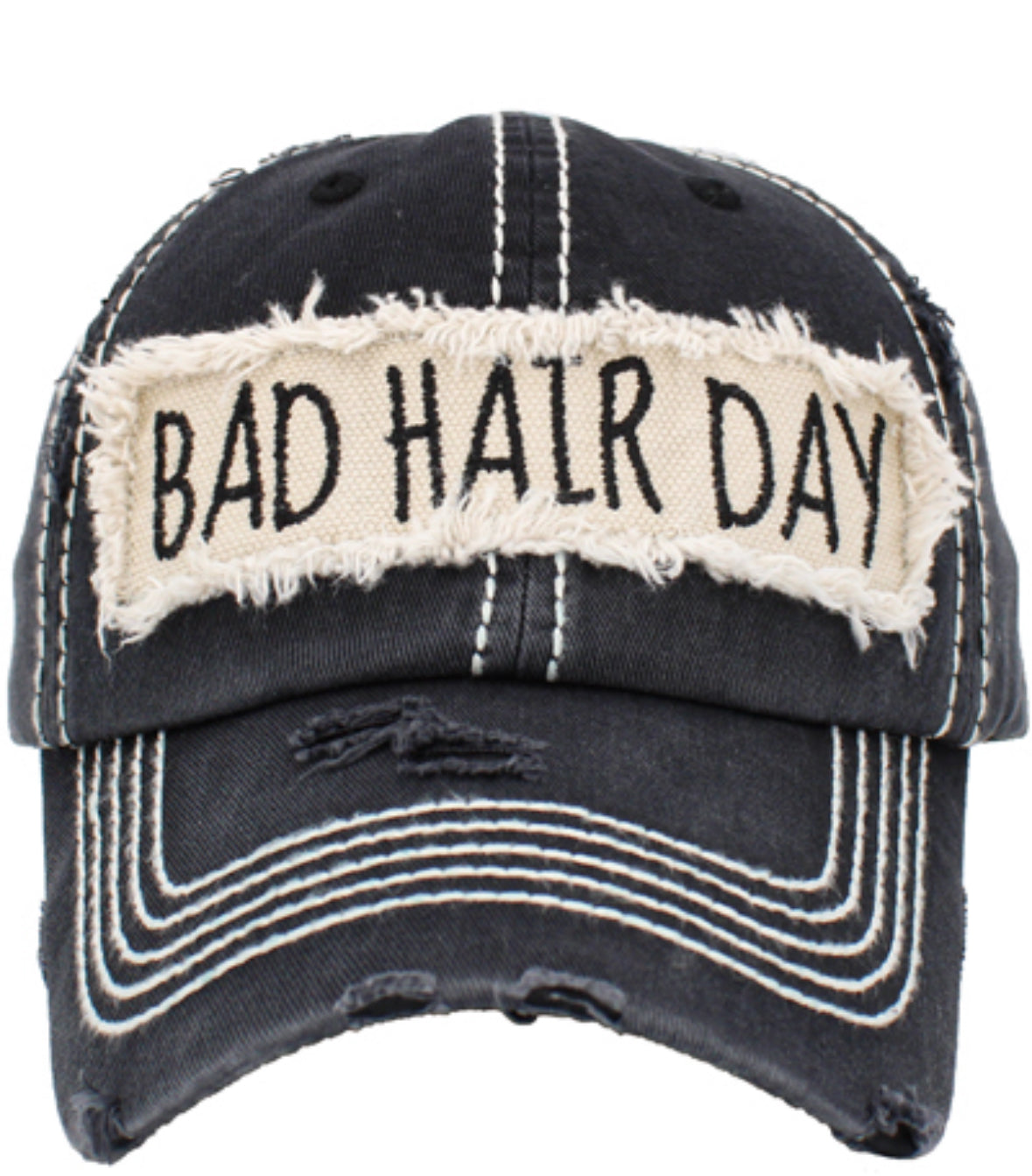 Bad Hair Day black baseball hat