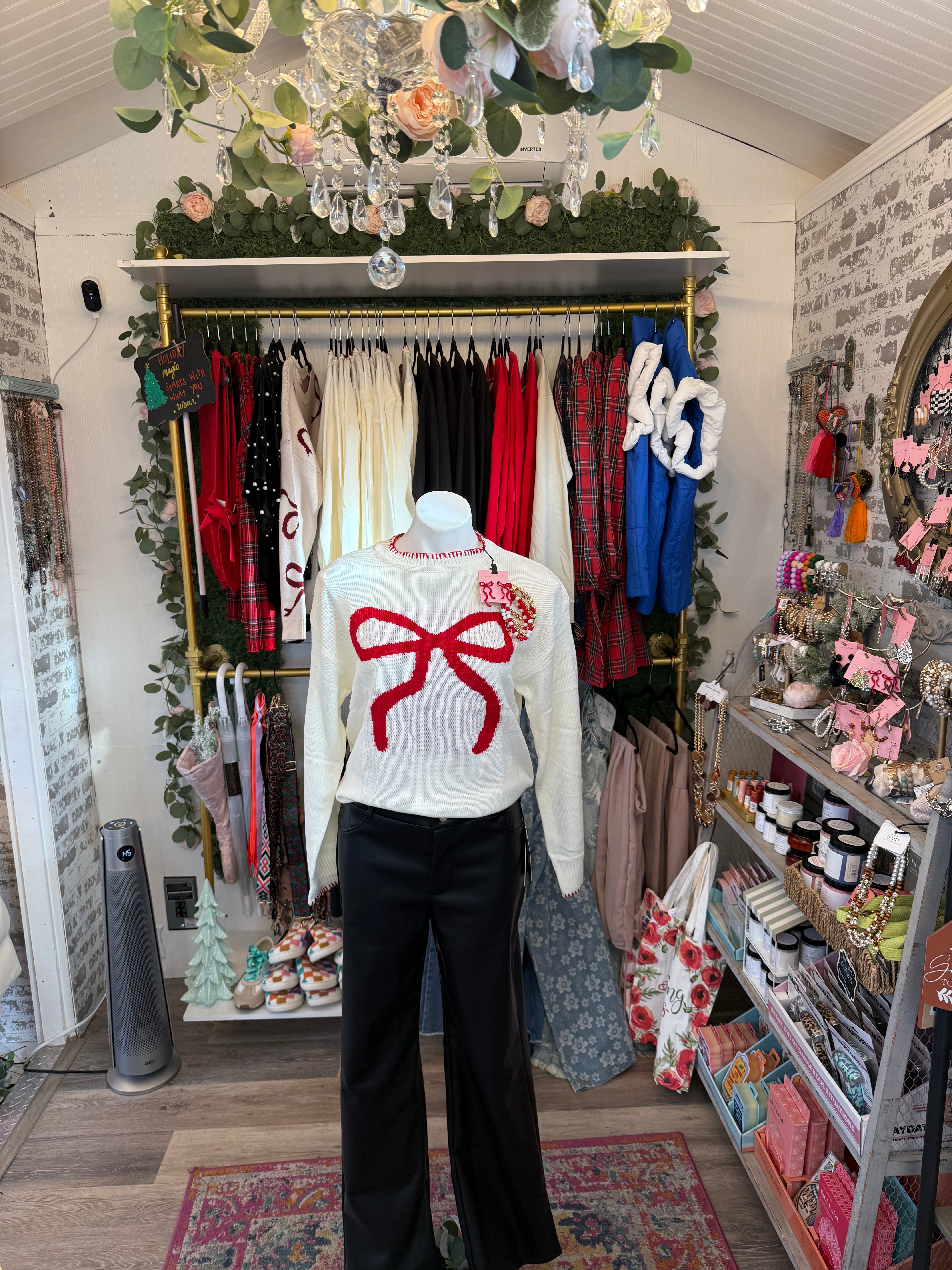 Holiday bow sweater