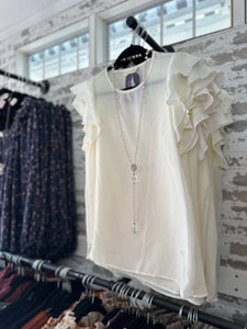 Ivory ruffle sleeve dress top