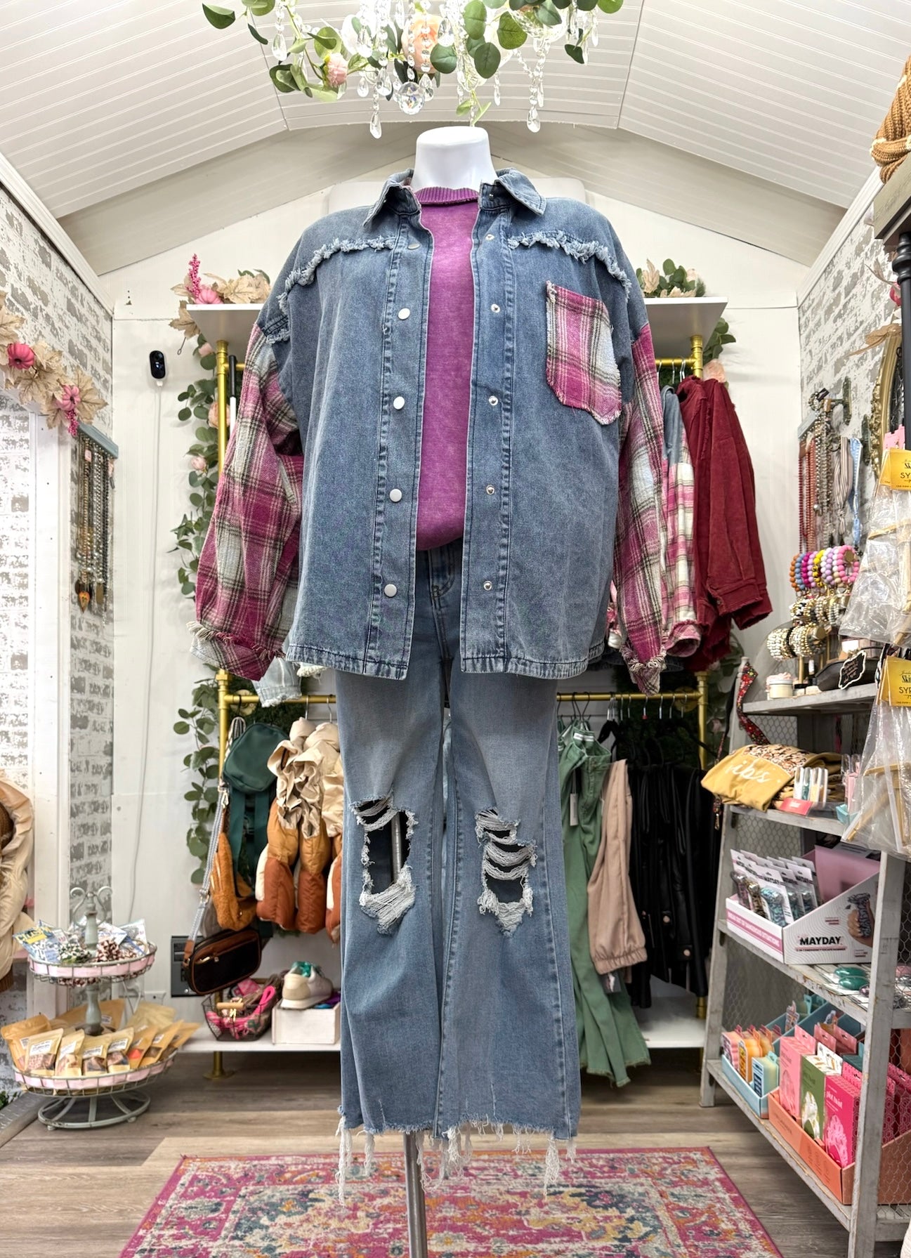 ✨CYBER MONDAY✨ Umgee denim & pink plaid shacket