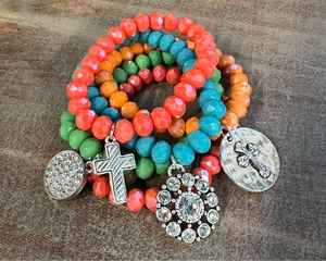 Grays or multicolor Christian bracelet set