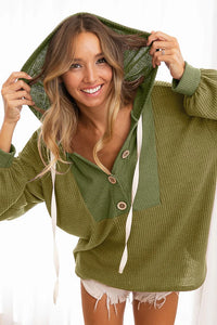 Bibi olive waffle knit hoodie