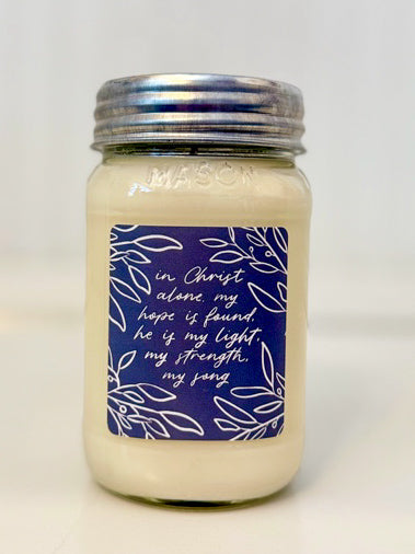 In Christ Christian 16oz Clean burning soy candle Antique Candle Company Heather Hill Bowtique