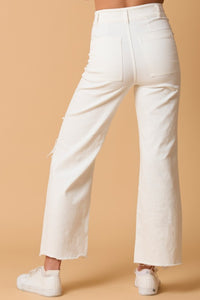 White pearl straight leg jeans