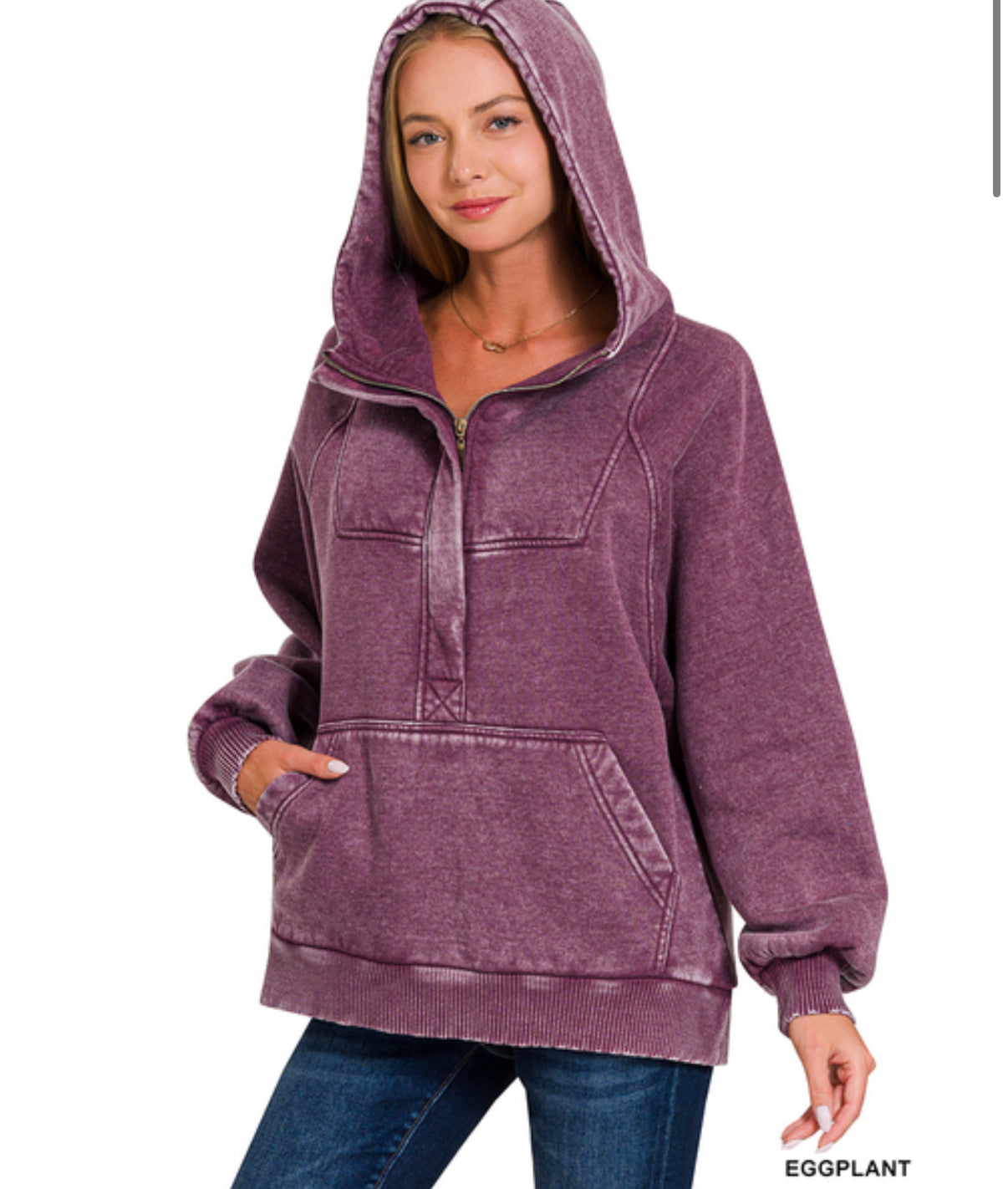 Zenana Eggplant purple oversize hoodie